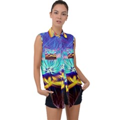 Colorful Chakra Lsd Spirituality Sleeveless Chiffon Button Shirt