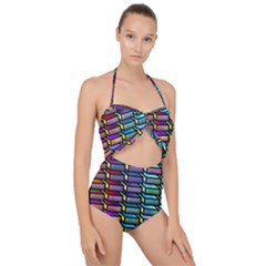 Pattern Background Creativity Scallop Top Cut Out Swimsuit