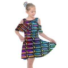 Pattern Background Creativity Kids  Shoulder Cutout Chiffon Dress