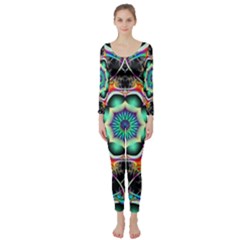 Fractal Chaos Symmetry Psychedelic Long Sleeve Catsuit by Pakrebo