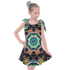 Fractal Chaos Symmetry Psychedelic Kids  Tie Up Tunic Dress