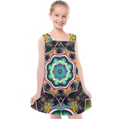 Fractal Chaos Symmetry Psychedelic Kids  Cross Back Dress