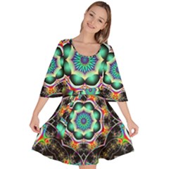 Fractal Chaos Symmetry Psychedelic Velour Kimono Dress