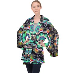 Fractal Chaos Symmetry Psychedelic Velvet Kimono Robe