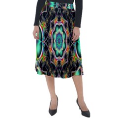 Fractal Chaos Symmetry Psychedelic Classic Velour Midi Skirt 