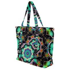 Fractal Chaos Symmetry Psychedelic Zip Up Canvas Bag by Pakrebo