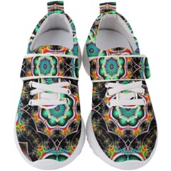 Fractal Chaos Symmetry Psychedelic Kids  Velcro Strap Shoes