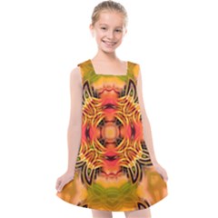 Fractals Graphic Fantasy Colorful Kids  Cross Back Dress by Pakrebo