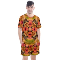 Fractals Graphic Fantasy Colorful Men s Mesh Tee And Shorts Set