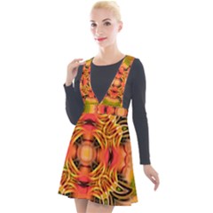 Fractals Graphic Fantasy Colorful Plunge Pinafore Velour Dress
