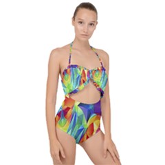 Modern Art Fractal Background Scallop Top Cut Out Swimsuit