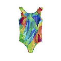 Modern Art Fractal Background Kids  Frill Swimsuit