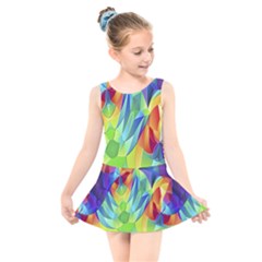 Modern Art Fractal Background Kids  Skater Dress Swimsuit