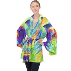 Modern Art Fractal Background Velvet Kimono Robe
