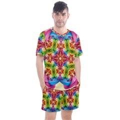 Pattern Tile Background Image Deco Men s Mesh Tee And Shorts Set