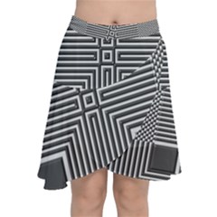 Construction Background Geometric Chiffon Wrap Front Skirt