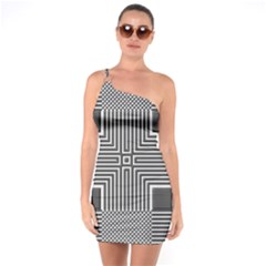 Construction Background Geometric One Soulder Bodycon Dress