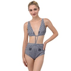 Construction Background Geometric Tied Up Two Piece Swimsuit