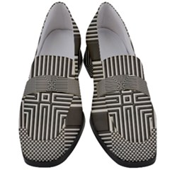 Construction Background Geometric Women s Chunky Heel Loafers