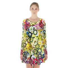 Pattern Background Abstract Color Long Sleeve Velvet V-neck Dress by Pakrebo