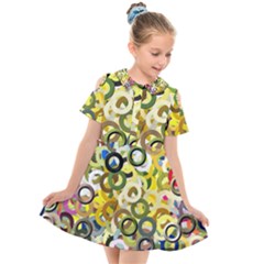 Pattern Background Abstract Color Kids  Short Sleeve Shirt Dress