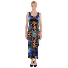 Mosaic Kaleidoscope Form Pattern Fitted Maxi Dress