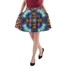 Mosaic Kaleidoscope Form Pattern A-line Pocket Skirt