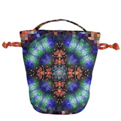 Mosaic Kaleidoscope Form Pattern Drawstring Bucket Bag