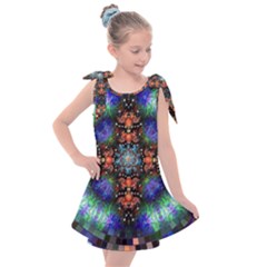 Mosaic Kaleidoscope Form Pattern Kids  Tie Up Tunic Dress