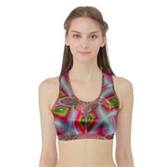 Fractal Art Pictures Digital Art Sports Bra With Border by Pakrebo