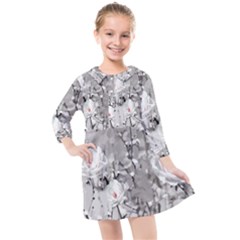 Blossoming Through The Snow Kids  Quarter Sleeve Shirt Dress by WensdaiAmbrose