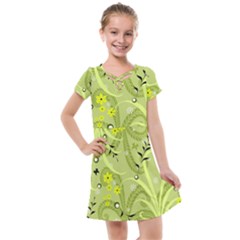 Seamless Pattern Green Garden Kids  Cross Web Dress by Pakrebo