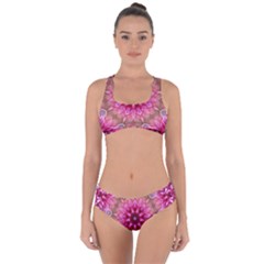 Flower Mandala Art Pink Abstract Criss Cross Bikini Set by Pakrebo