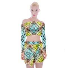 Farbenpracht Kaleidoscope Off Shoulder Top With Mini Skirt Set by Pakrebo