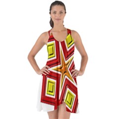 Pattern Tile Decorative Design Star Show Some Back Chiffon Dress by Pakrebo