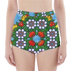 Mandala Background Colorful Pattern High-waisted Bikini Bottoms