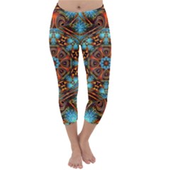 Fractal Background Colorful Graphic Capri Winter Leggings  by Pakrebo