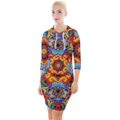 Farbenpracht Kaleidoscope Quarter Sleeve Hood Bodycon Dress