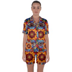 Farbenpracht Kaleidoscope Satin Short Sleeve Pyjamas Set