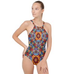 Farbenpracht Kaleidoscope High Neck One Piece Swimsuit