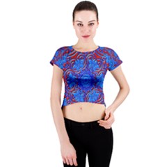 Background Fractals Surreal Design Art Crew Neck Crop Top by Pakrebo