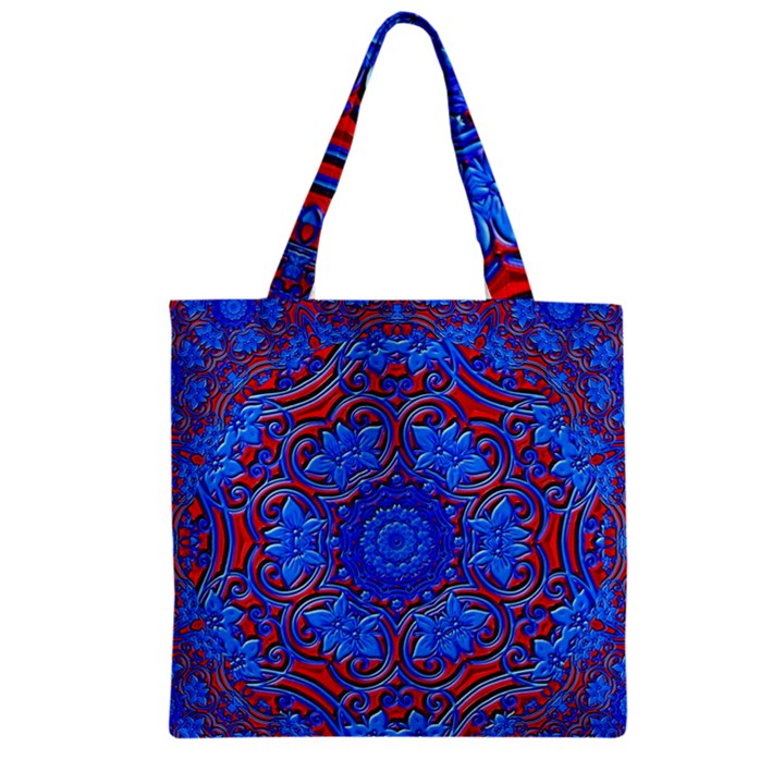 Background Fractals Surreal Design Art Zipper Grocery Tote Bag