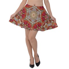 Pattern Background Patterns Velvet Skater Skirt by Pakrebo