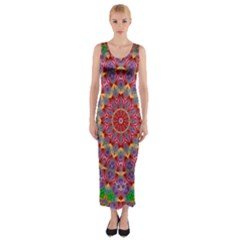 Background Image Decorative Fitted Maxi Dress