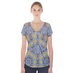 Background Image Decorative Abstract Short Sleeve Front Detail Top by Pakrebo