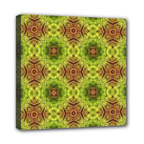 Tile Background Image Pattern Green Mini Canvas 8  X 8  (stretched) by Pakrebo