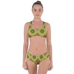 Tile Background Image Pattern Green Criss Cross Bikini Set by Pakrebo