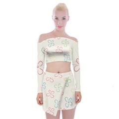 Flower Background Nature Floral Off Shoulder Top With Mini Skirt Set by Mariart
