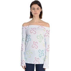 Flower Background Nature Floral Off Shoulder Long Sleeve Top by Mariart