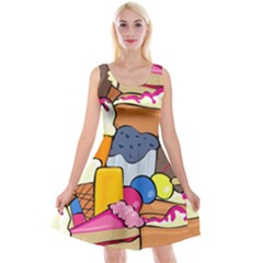 Sweet Dessert Food Muffin Cake Reversible Velvet Sleeveless Dress